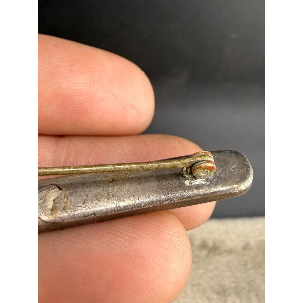 Vintage Abalone Bar Brooch Silver Tone‎